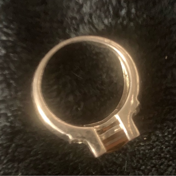 Dandelion Citrine Square Cut Stone between cz’s Set in  Sterling Silver - Picture 7 of 7